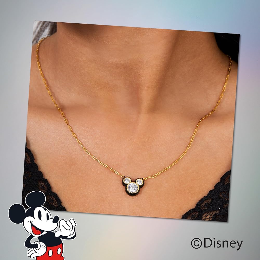 Amazon.com: Disney Mickey Mouse Cubic Zirconia and Enamel Necklace