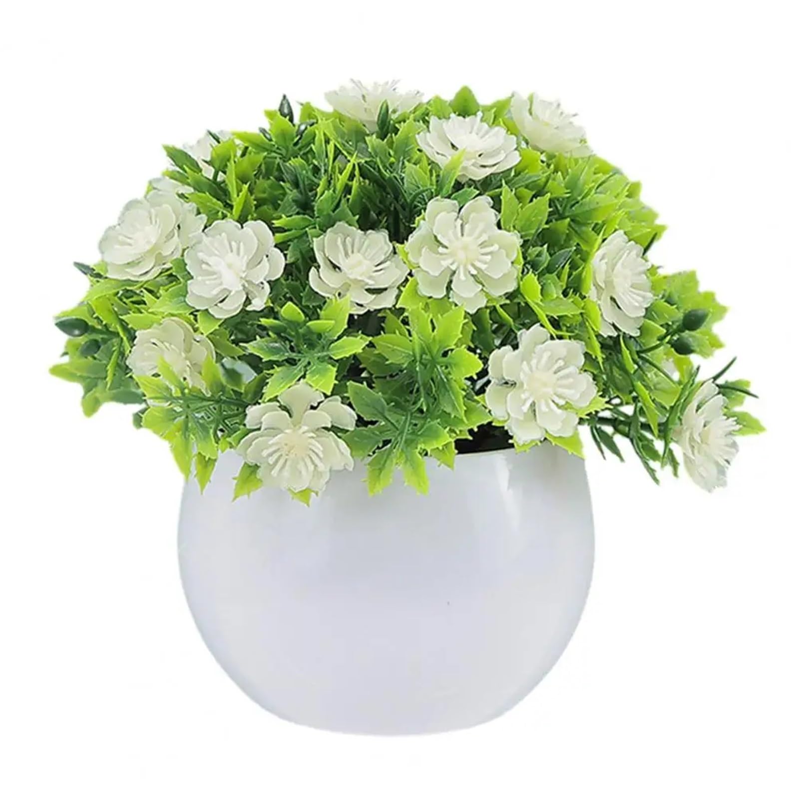 HUWOYG 2pcs 14 * 13cm Fake Potted Plant Realistic Artificial Bonsai Ornament Green Eucalyptus For Home Office Patio Desktop Garden Decoration For Home