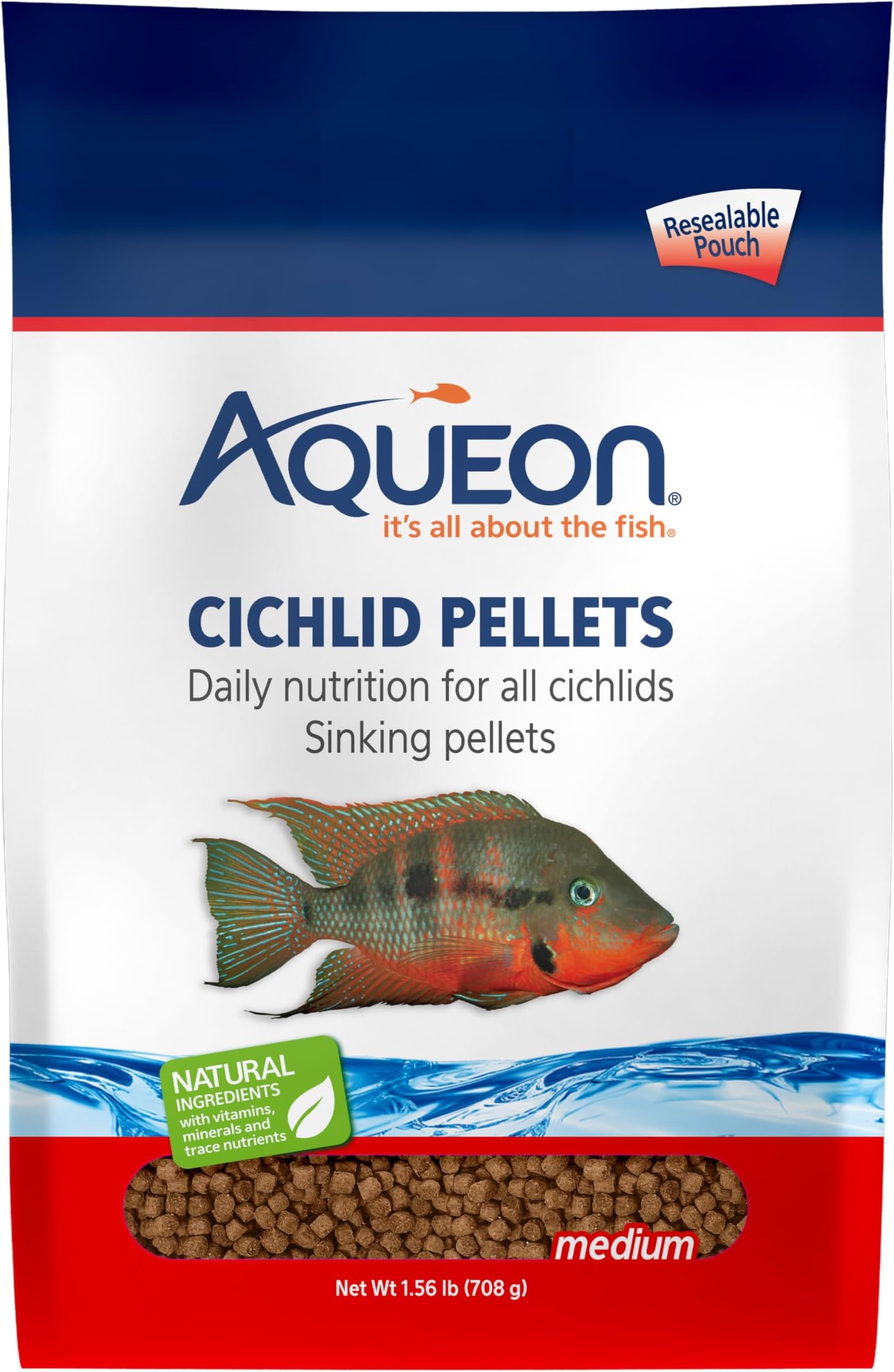 Aqueon Cichlid Food Medium Pellets, 25-Ounce