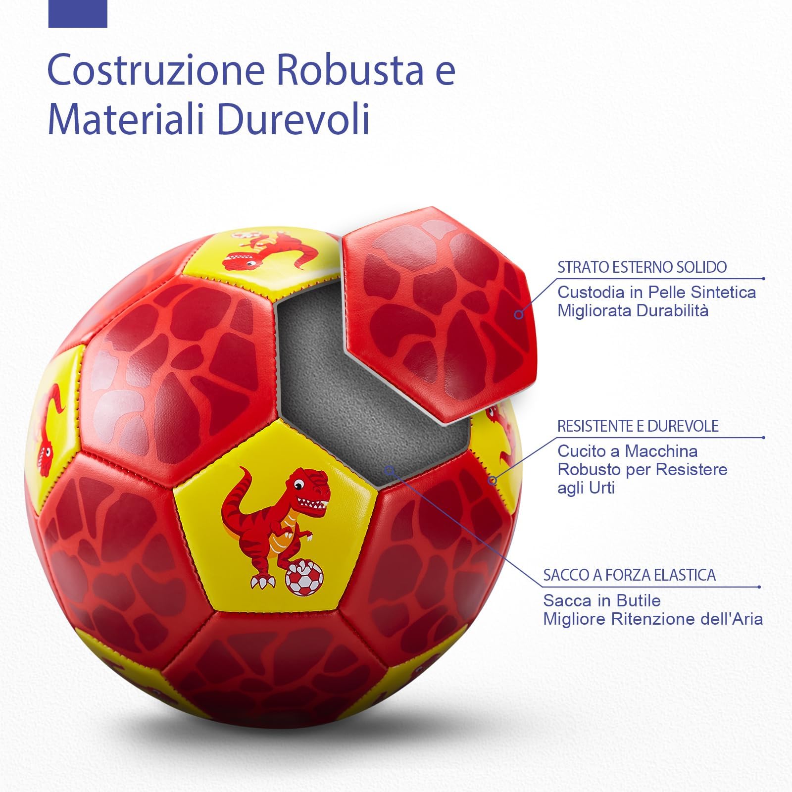 hahaland Pallone da Calcio per Bambini con Pompa, Borsa Rete - Palla Dinosauro Misura 3 - Giocattolo Interni/Cortile/Esterno Bambine 3 4 5 6 7 anni - Giochi per Bambino, Palloni Calcio Regalo