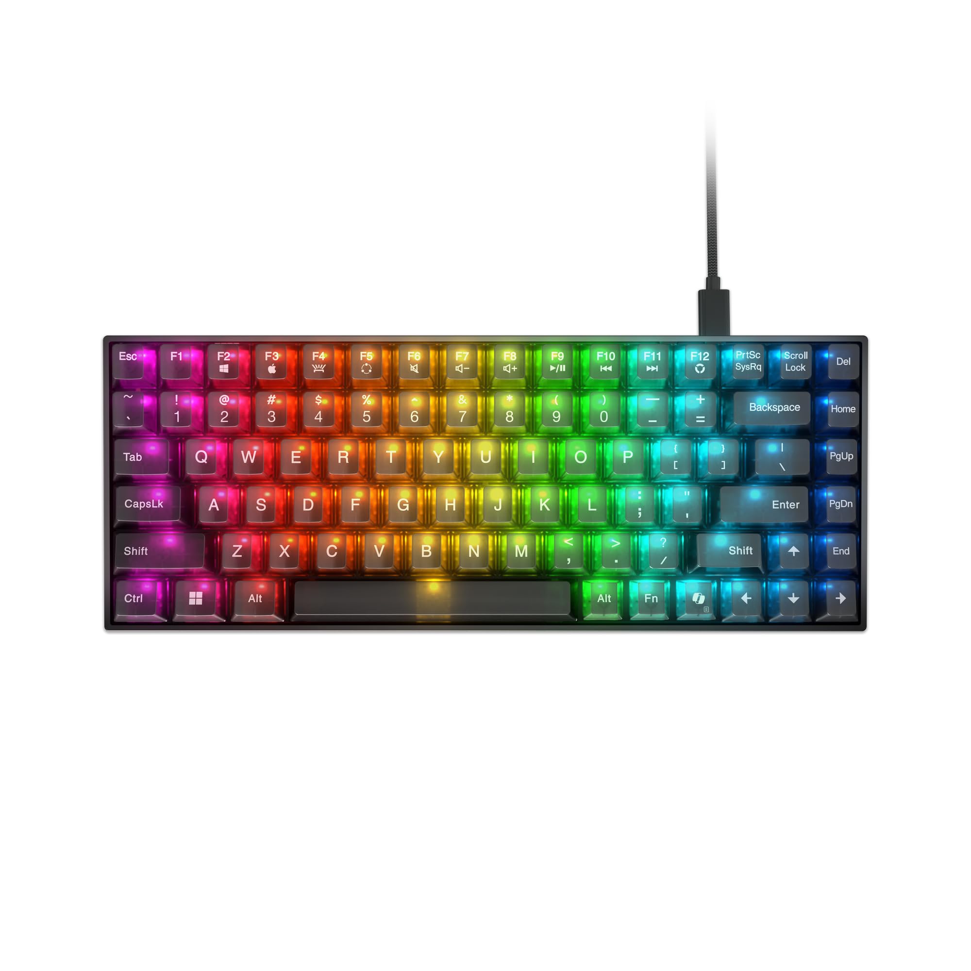 Lenovo Legion K510 Mini Pro - Teclado Gaming (Mecánico, 84 Teclas, Diseño 75% Compacto, Teclas Translúcidas, Iluminación RGB, QWERTY Español) Incluye Cable 1.8m - Color Negro