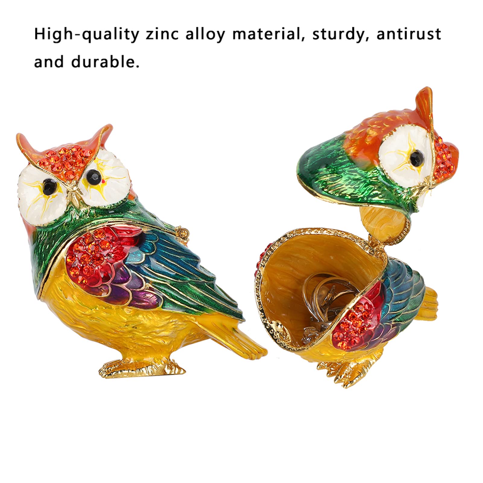 Eule Graving Box, Scharniere Schmuck Box Eule Figur Scharnier Display Halskette Schmuck Organizer Sammlung Tierfigur Home Dekorative Handwerk Schmuckschmuckboxen
