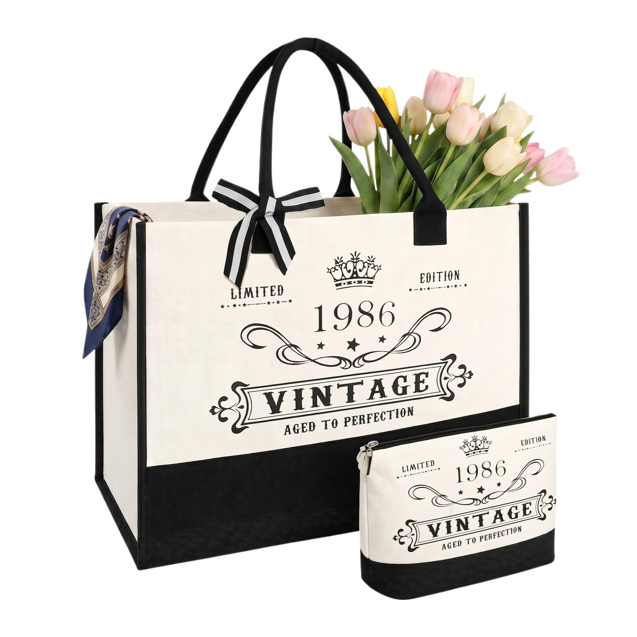 40th Birthday Gifts for Women, Canvas Tote Bag Unique 40-year Birthday Gift