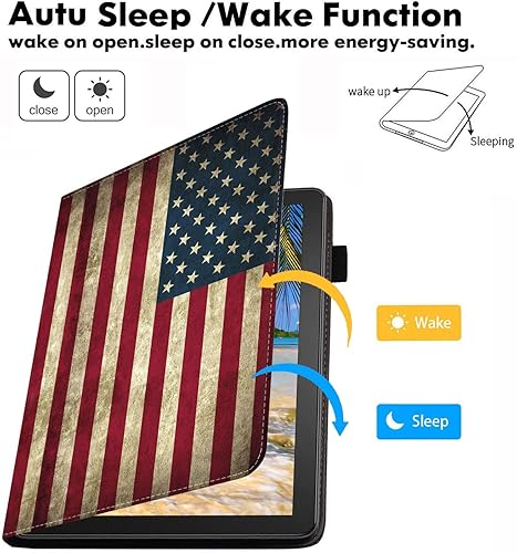 Miniatura 3 de POIUYTREW Funda para Samsung Galaxy Tab A7 de 10.4 pulgadas 20222020 (SM-T500T503T505T507T509), funda de piel sintética con soporte y encendido