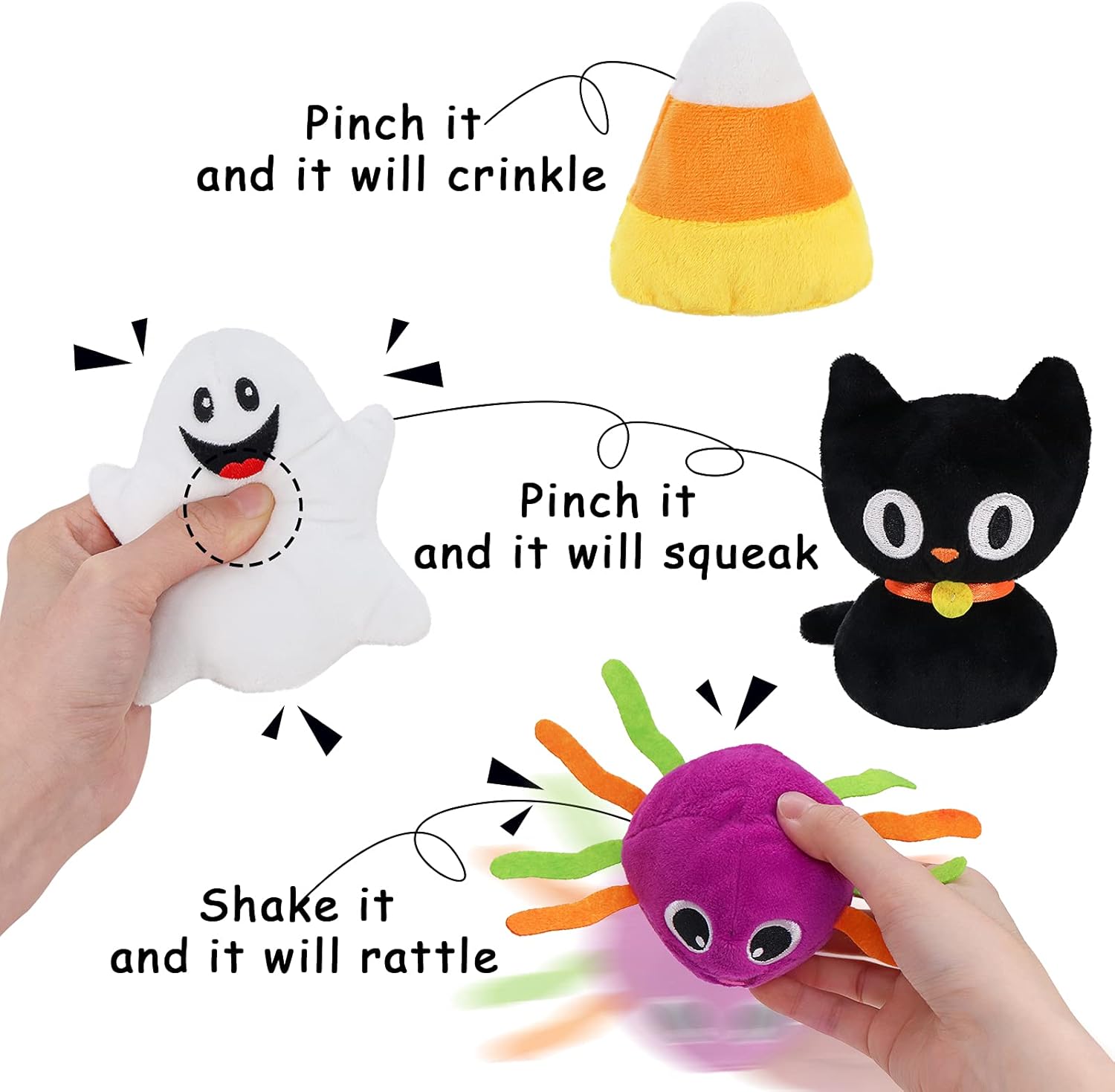 My First Halloween Pumpkin Toys Playset, 5ct Halloween Stuffed Pumpkin Plush Cat Spider Ghost Candy Corn for Baby Girls Boys, for Babies image 2 of 7 B094C7D8CL