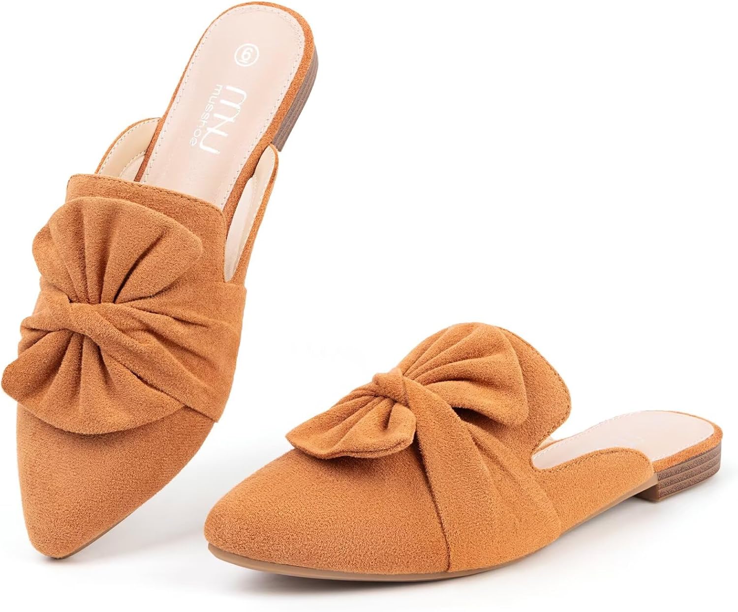 MUSSHOE All-Season Women's Mules:Pointed Toe Backless Loafers:Comfortable Slip-on Dressy Casual Office Business Flat Shoes for Working Women Aged 25-45