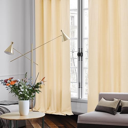 Miniatura 2 de Deconovo Cortinas semitraslúcidas de lino ligero para sala de estar, comedor, oficina, habitación de los niños, filtro de luz, ahorro de energía,