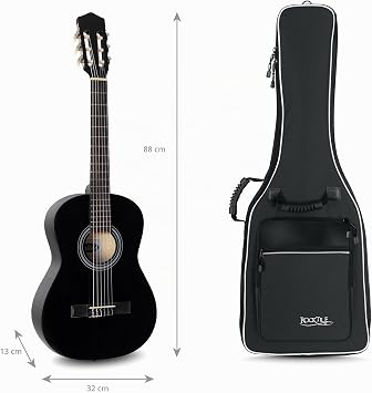 ROCKTILE 1/2 Classical Guitar Bag Padded Gig Bag Backpack Set 2 Outer Pockets Black