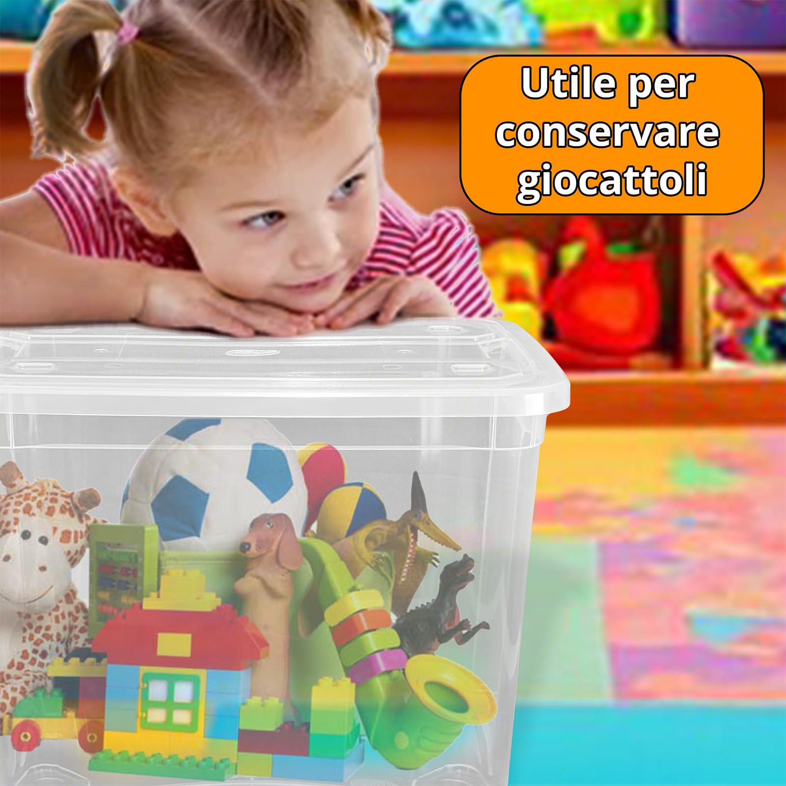 Contenitore Storage Visual Box XL Trasparente - 39x29x17 Cm, 15 Litri, Con Coperchio, Per Casa, Cucina, Ufficio
