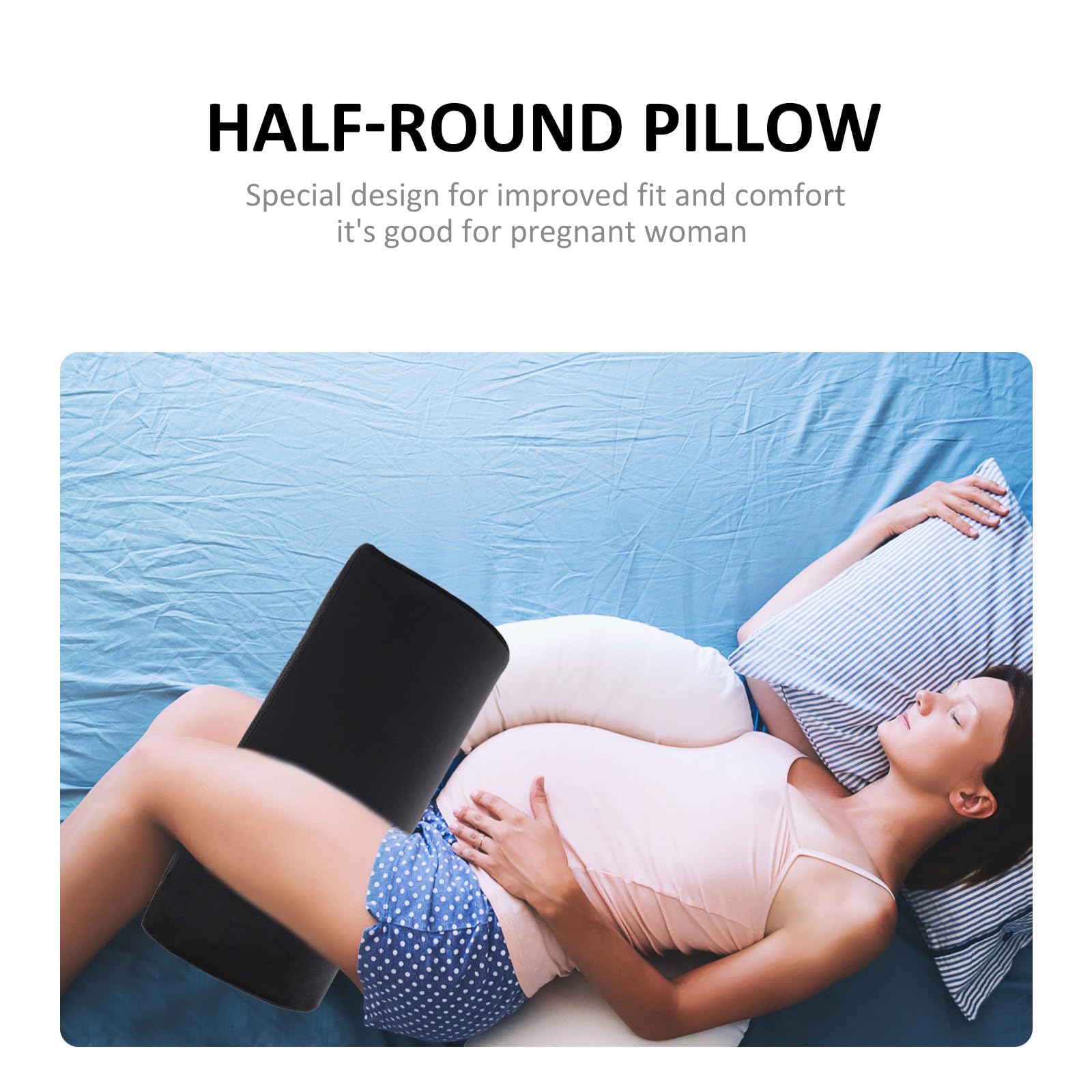 Toyvian Coussin Lombaire à Mémoire de Forme en Mousse Viscoélastique Modèle Incliné Noir Soutien Ergonomique Taille Jambes Housse Amovible et Lavable Oreiller Confortable pour