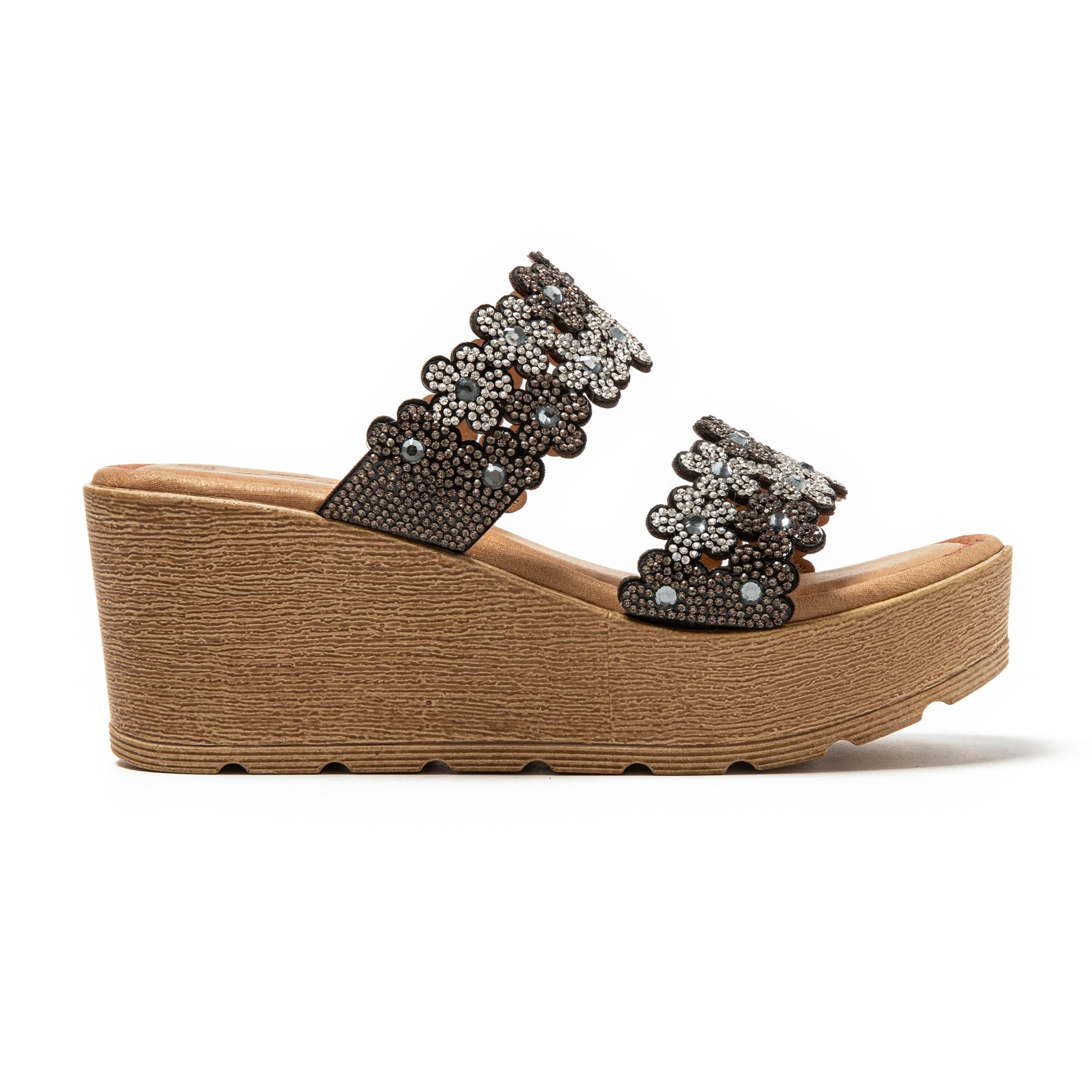 JOMIX Ciabatte Moda Donna Zeppa Estive Sandali Fiori Strass Eleganti Comode Sabot Piattaforma Mare Casa Vacanze Antiscivolo Leggere