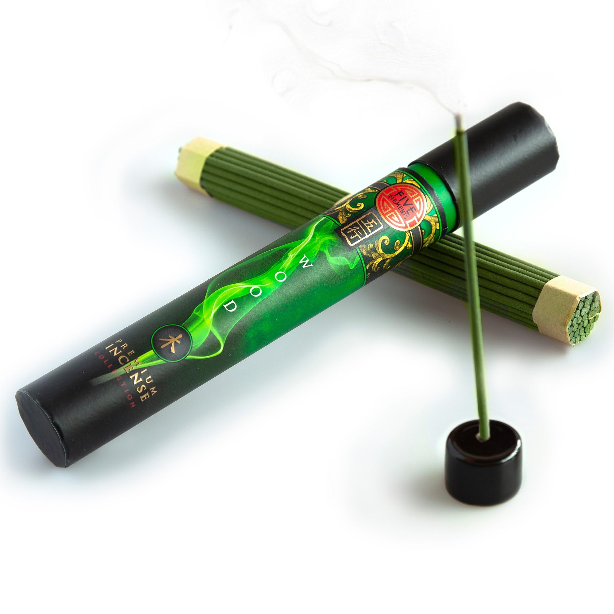 Five Elements Wood Incense - 37 x 1 Hour Sticks, Cruelty Free & Vegan, Phthalate-Free Fragrance