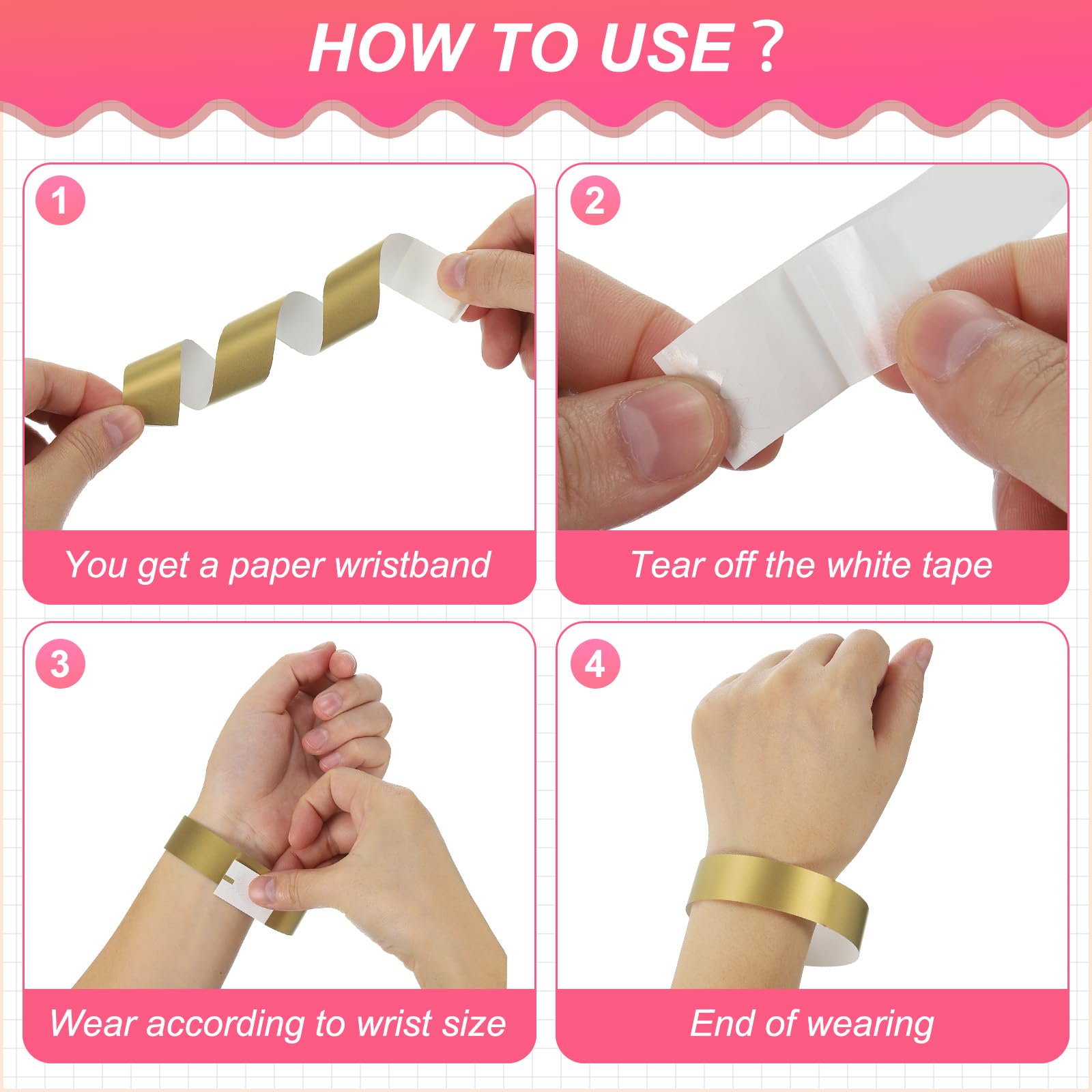PATIKIL Paper Wristbands for Events 500 Pack Neon Party Wrist Bands - Image 4
