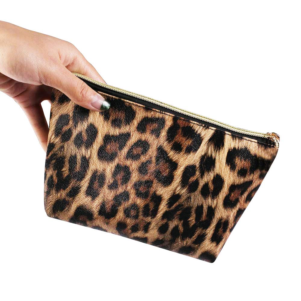 FITINI Leopard Makeup Bag 3 Pack Travel Toiletry Bag Portable Cheetah Printed Women Cosmetic Pouch Organizer with Zipper Waterproof Storage Case for Girls image 5