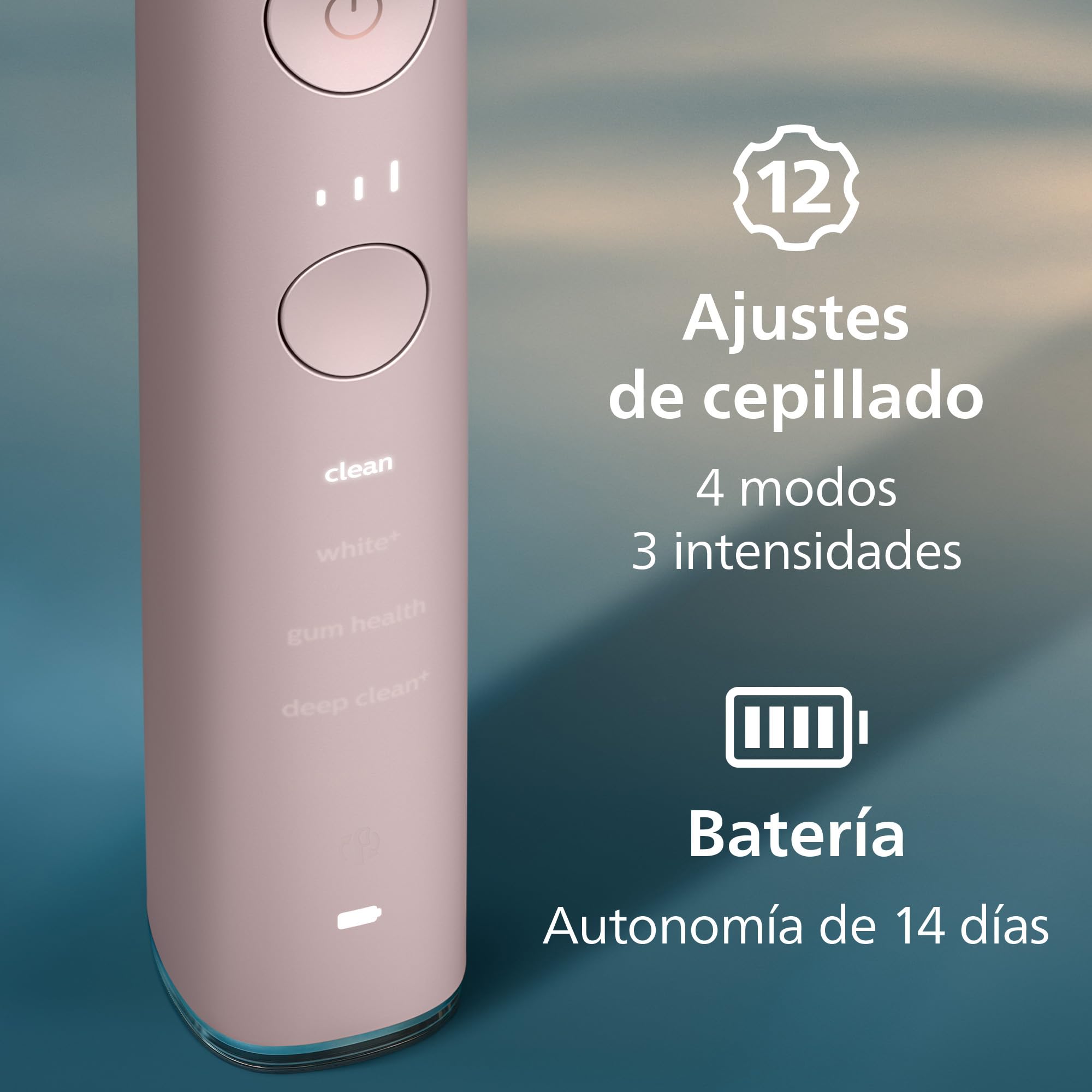 Philips Sonicare DiamondClean 9000 cepillo dental eléctrico, sónico con aplicación, sensor de presión, 4 modos de cepillado, vaso de carga y estuche de viaje USB, rosa, HX9911/29