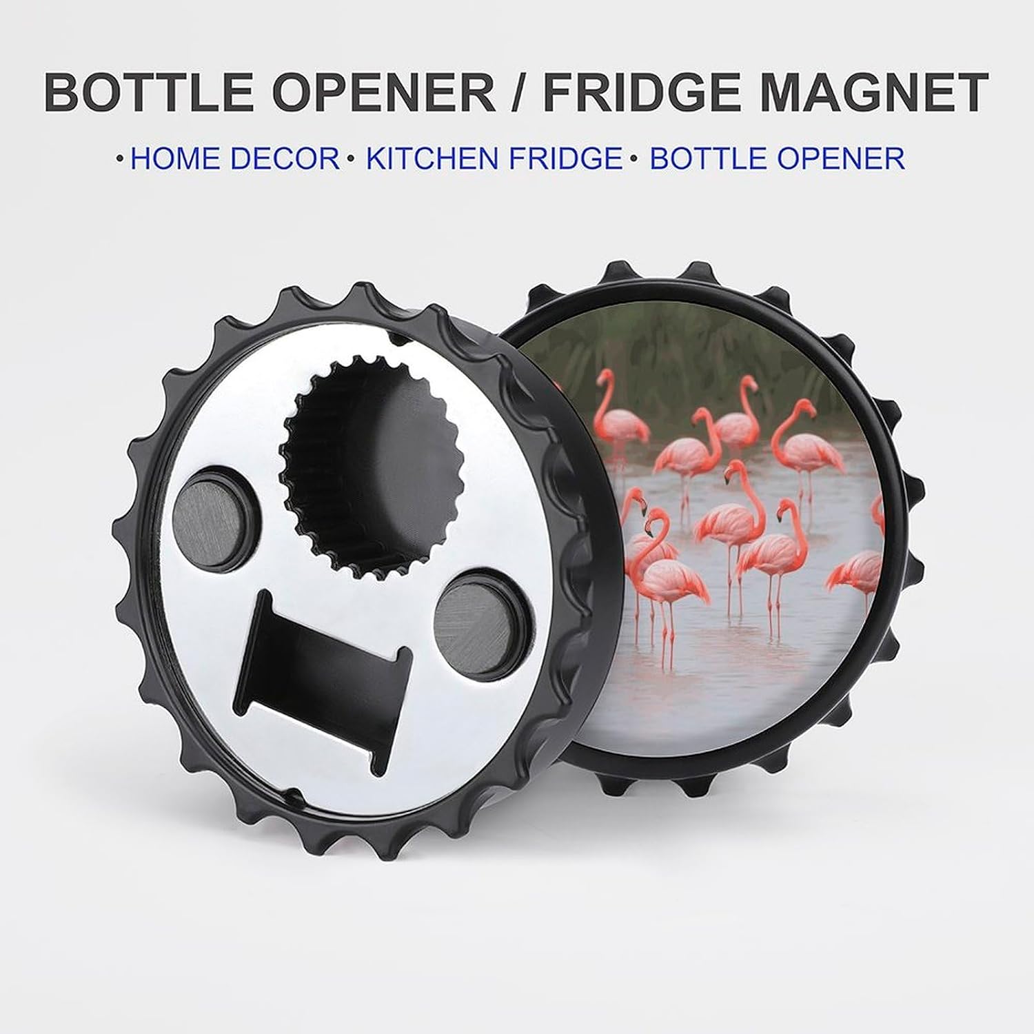 Round Firebird Bath Magnetic Bottle Opener for Fridge Black image 5