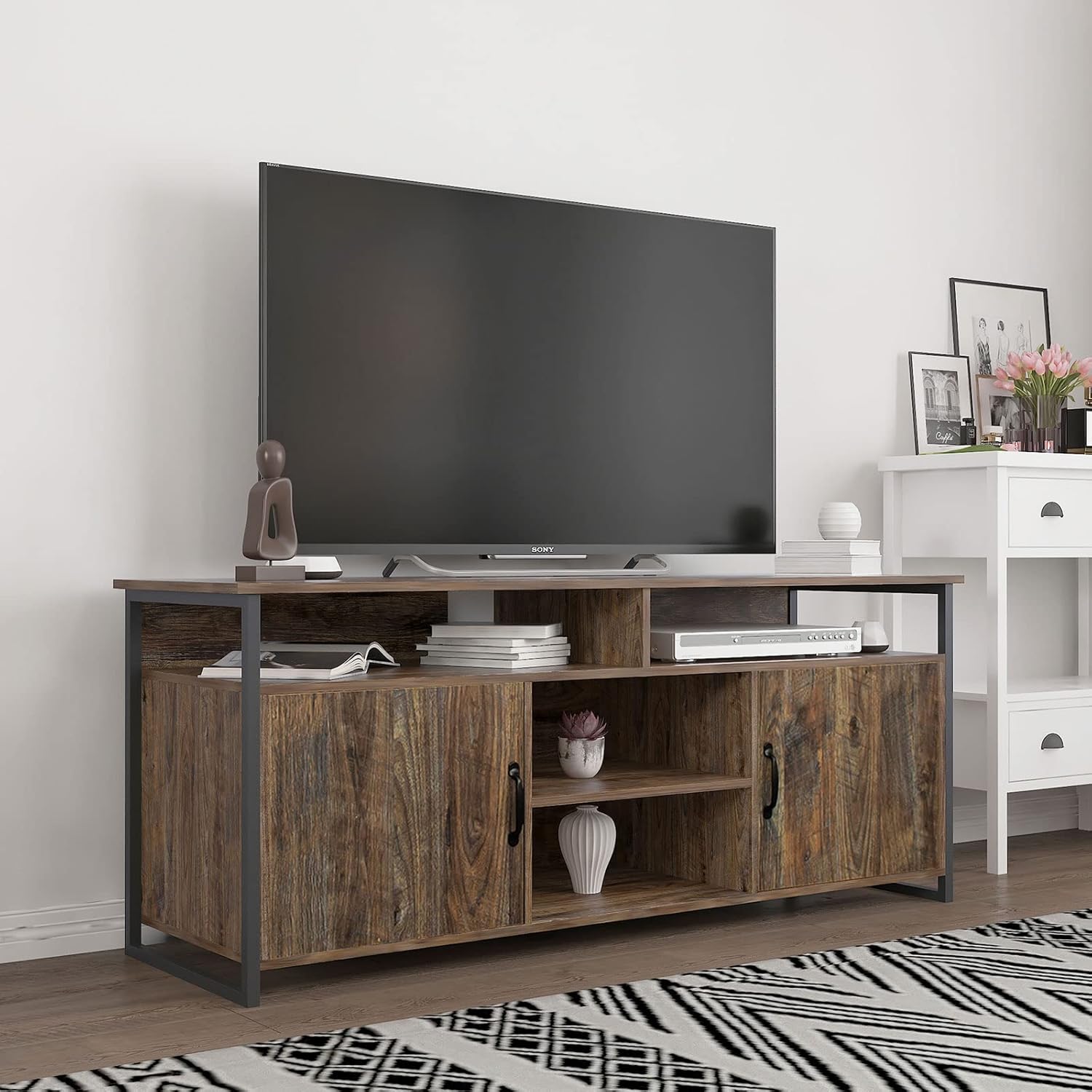 Buy Entertainment Center Farmhouse TV Stand with LED Light for 50 55