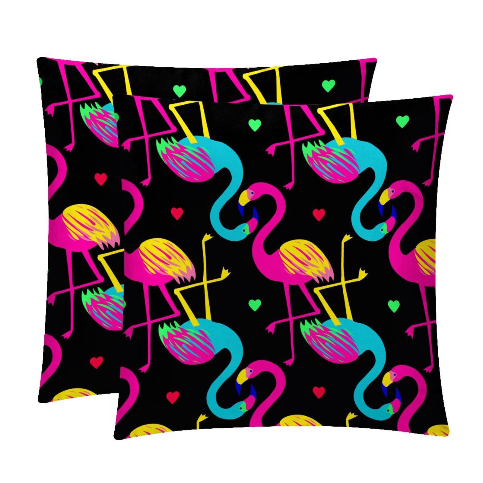 TDGKPZ Blue Pink Flamingo Throw Pillow Covers 2 Pack Pillowcases Soft Cozy Pillow Cases For Couch Bed Sofa 50x50cm