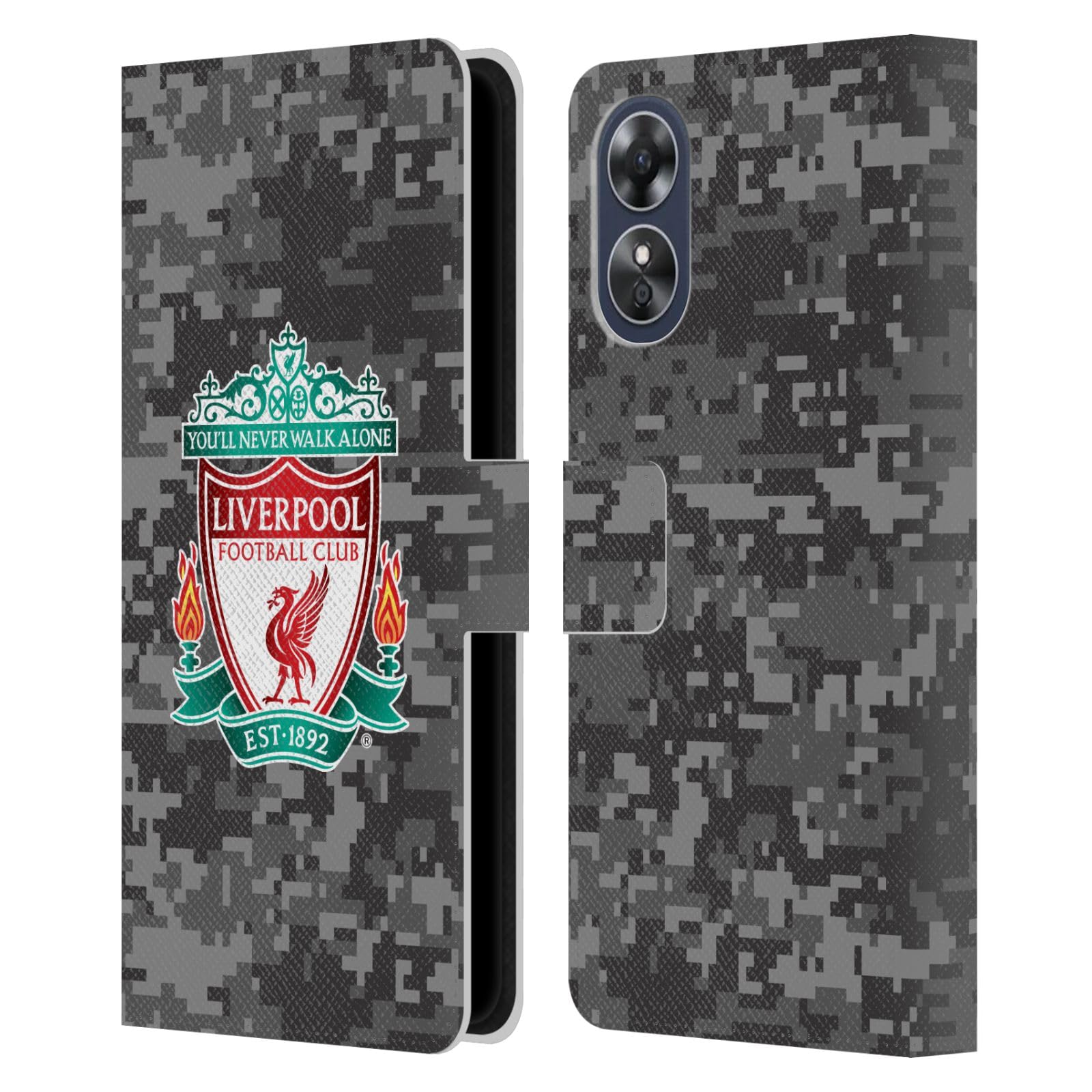 Head Case Designs Officially Licensed Liverpool Football Club Away Colours Crest Digital Camouflage Leather Wallet Case Compatible With Oppo A17