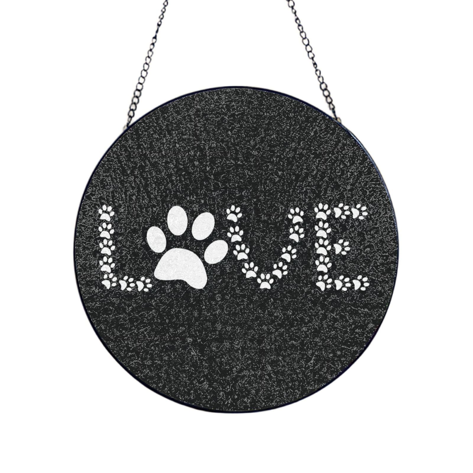 Phayah Lover Dog Paw Print Glass Window Hanging Sun Catchers Suncatcher Decor For Birthday For Home Garden Porch 8in（20cm）