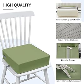 Eiury Toddler Booster Seat Dining Table Kitchen Chair, Waterproof Anti-Scratch PU Cushion, Non-Slip Bottom, Adjustable Buckle Straps, Easy Clean Portable Seat Cushion (Green)