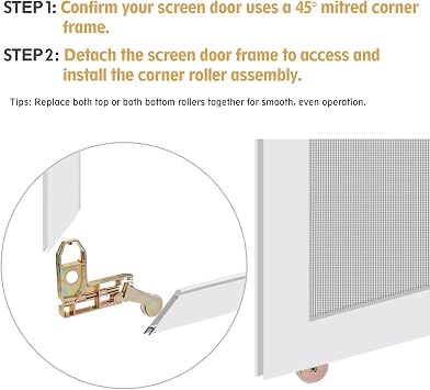 2Pack Sliding Screen Door Corner Rollers, 1 O.D Concave Replacement Roller