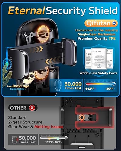 Vista 8 de Qifutan Soporte de teléfono para automóvil, soporte de teléfono para parabrisas de automóvil, ventilación de aire, universal, manos libres, soporte