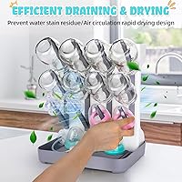 Vista 4 de Estante de secado de biberones, soporte vertical de secado de botellas con soporte para cepillos, organizador de almacenamiento de botellas grande