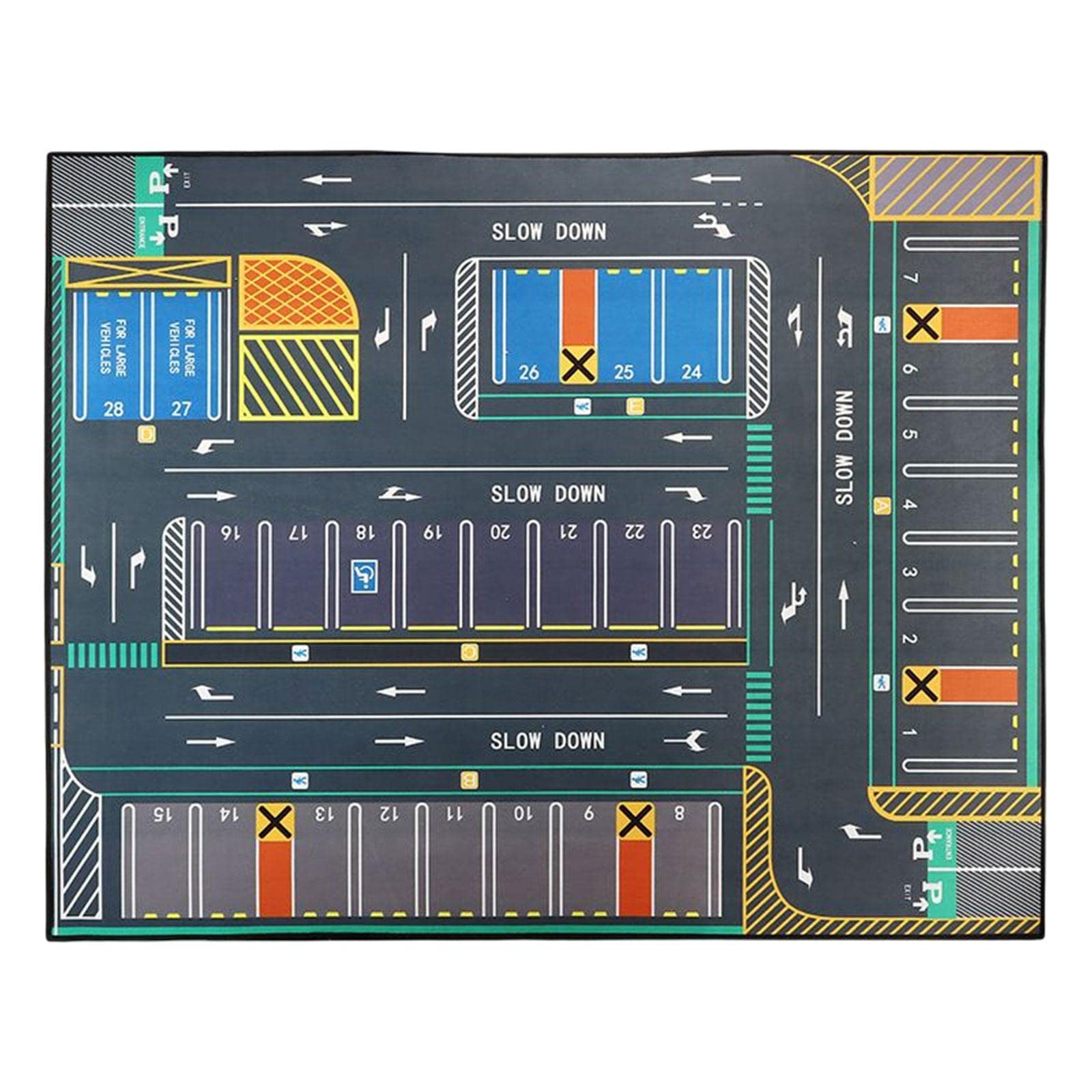 Parkplatzmatte Modellauto Parkplatz Diorama Szene Parkplatz Miniatur Rutschfester Stoff Geeignet für Ausstellungsstücke Dekoration, Stil c