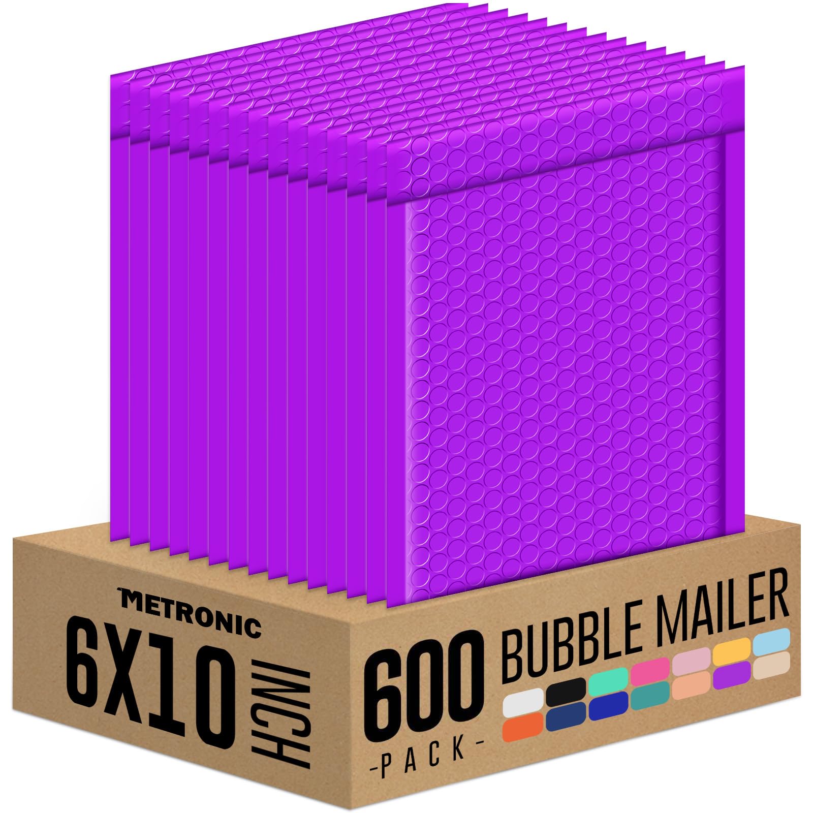 Metronic Bubble Mailers 6x10 Purple, 600 Pack, Self-Seal Poly Padded Mailer