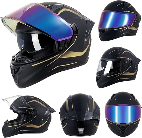 Miniatura 2 de Full Face Motorcycle Helmets for Adult Men Women, DOT Approved Street Bike Racing Helmet Dual Visor Quick Release Buckle, Motorbike ADV Moped Helmet