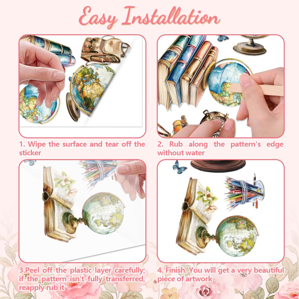 Decals Transfer Foglie 3 Pezzi 15x30cm - UV DTF Impermeabili Per Legno, Vetro - Foto 2