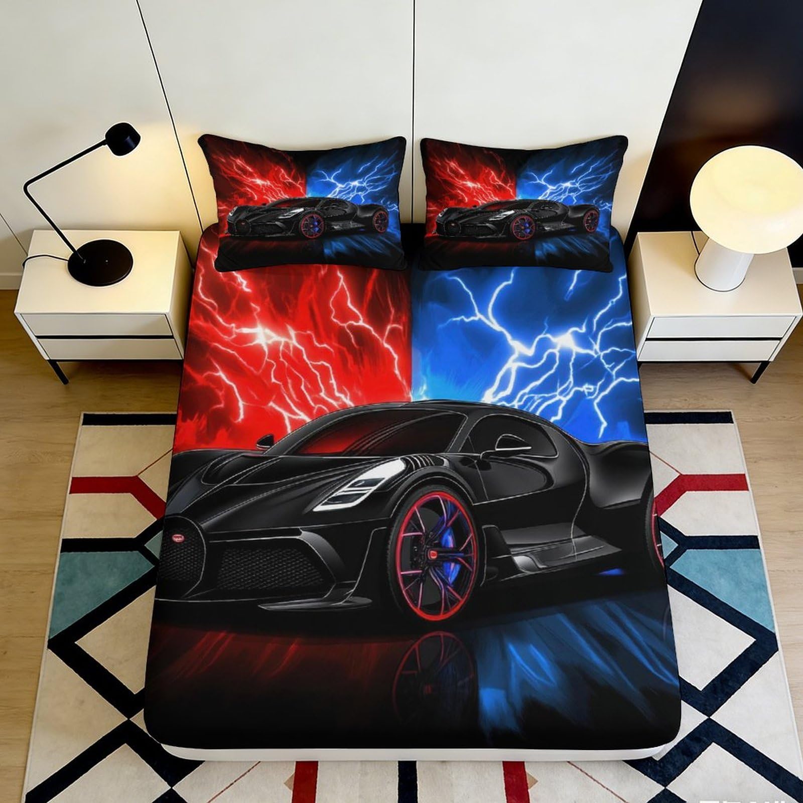 3D Printed Winter Carriage Fitted Sheet Microfiber Deep Pocket Bedroom Set Snow Scene Mattress Fitted Cover Non-Slip for All Ages 200x200x25cm