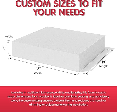 Miniatura 4 de Alta densidad de 6 pulgadas de grosor, 18 pulgadas de ancho, 18 pulgadas de largo, espuma de tapicería de 18 pulgadas de largo, reemplazo de cojín