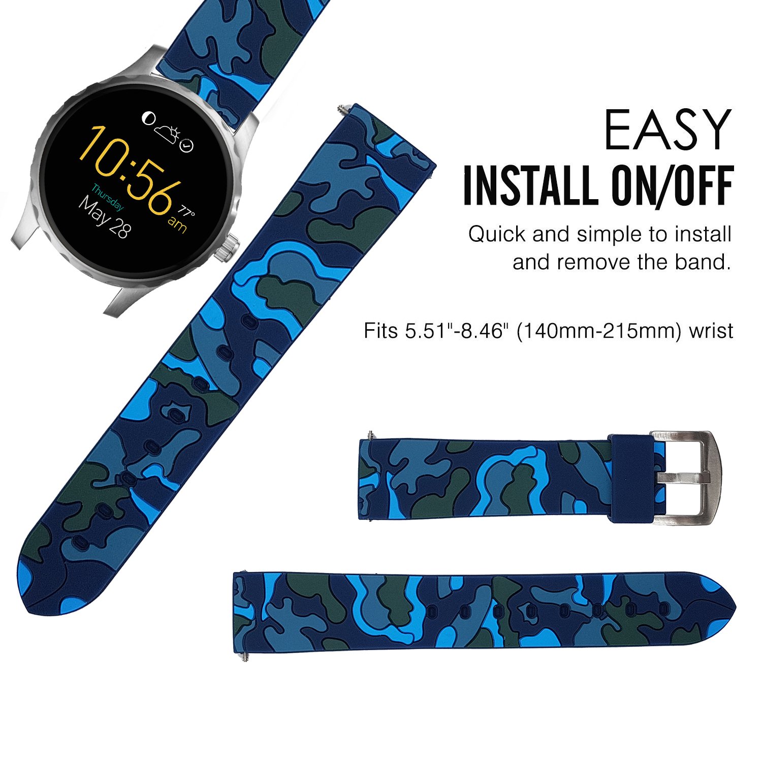 Amazon.co.jp: Fossil Q Marshal バンド, Lamshaw シリコーン 交換