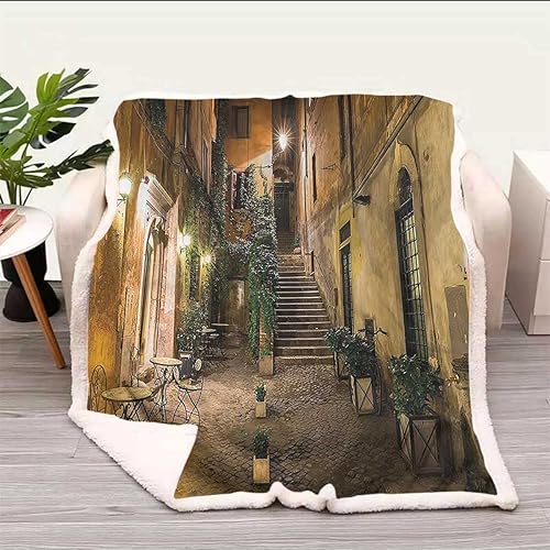 Miniatura 2 de Decoración italiana Cobijas Calientes para Invierno Naranja Marrón Verde Otoño Manta suave, de felpa, esponjosa, para campamento, viajes, picnic,