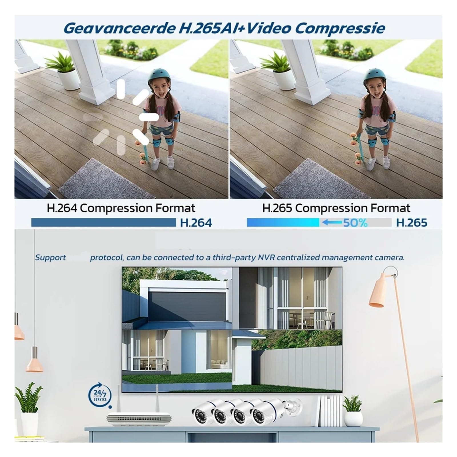 Cámara IP 1080P con Wifi, P2P, audio, detección de movimiento, cámara de seguridad con tarjeta SD, visión remota, bala, for exteriores - Cámara de vigilancia H.264(2.8mm,Eu plug,1080P NO Adapter)