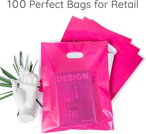 Miniatura 2 de Choice Marts 100 bolsas rosadas para pequeñas empresas de 2 mil, 12 x 15 pulgadas, bolsas de mercancía gruesas y brillantes y bolsas de compras