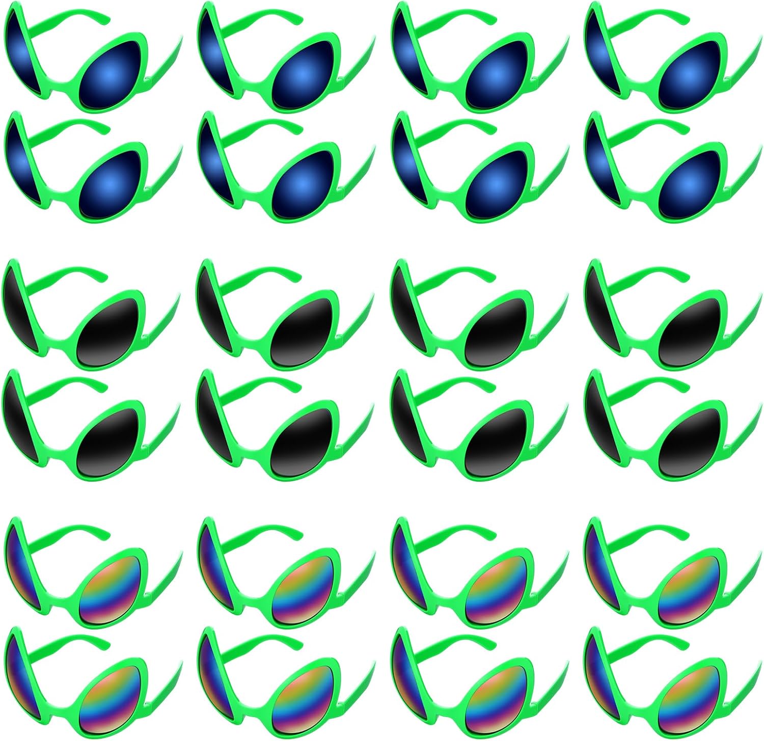 Bencailor Alien Glasses with Lenses Funny Alien Sunglasses Bulk for Cosplay Costume Accessories Carnival Mardi Gras Party Favor(Green,24 Pack)