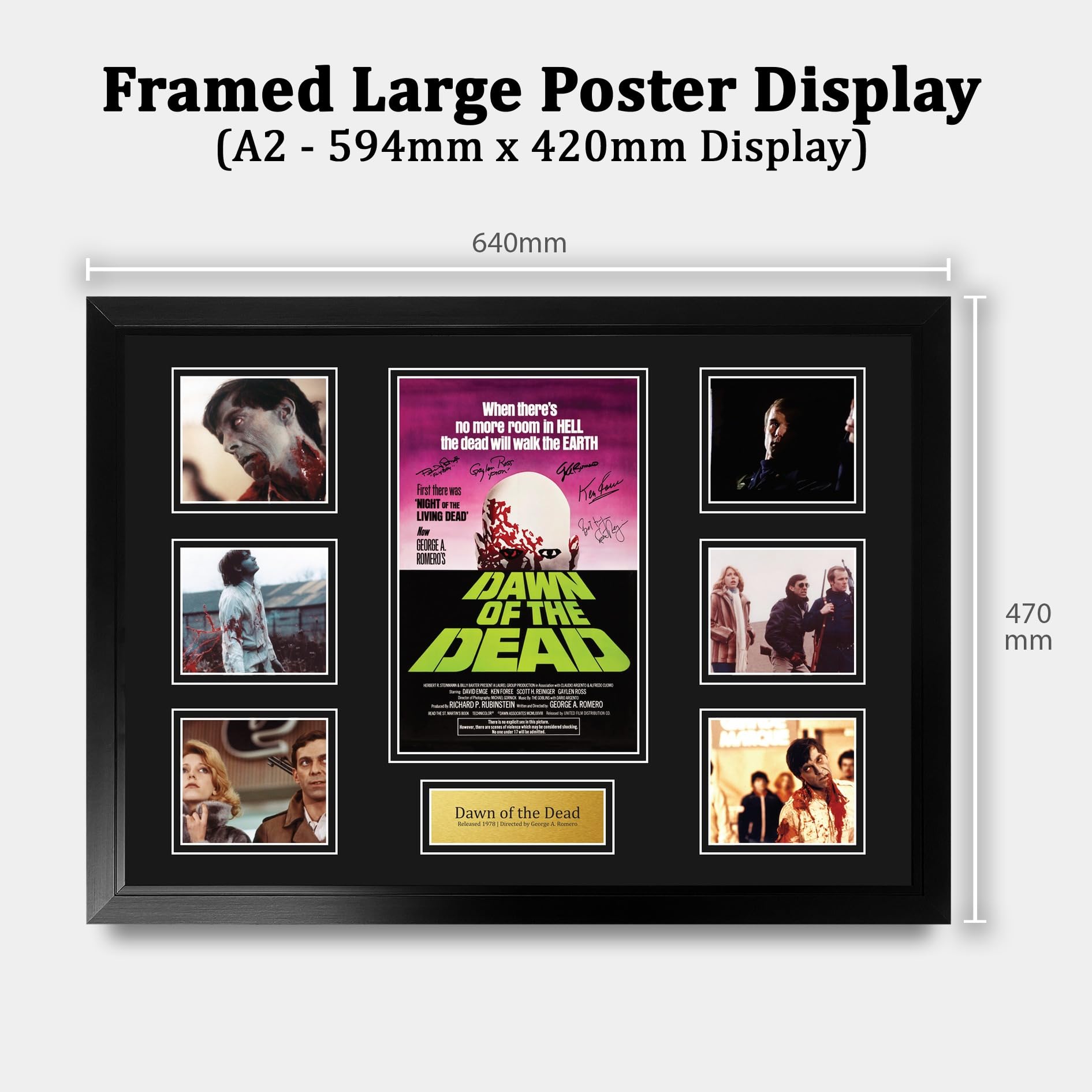 HWC Trading Dawn of the Dead Podpisany Plakat Filmowy A2 Deluxe w Ramie