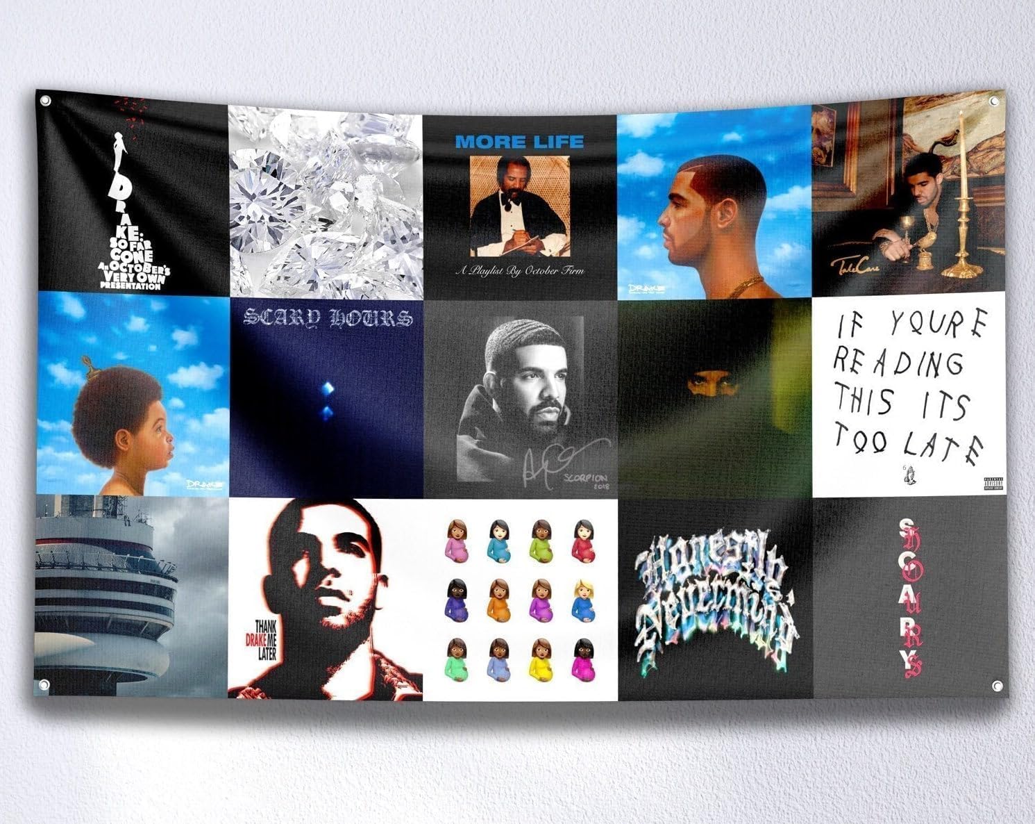 Drake Rapper Flag Tapestry Music Album Cover Collage Tapestry Wall