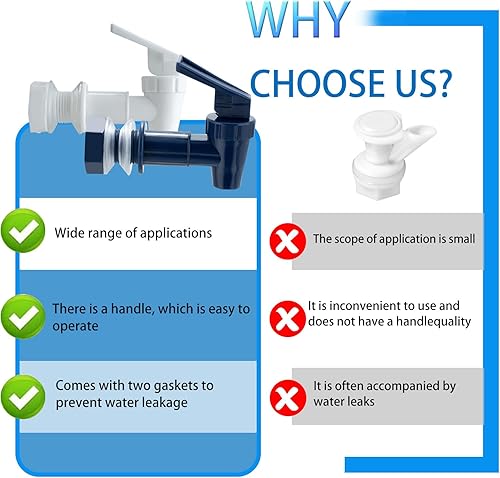 Vista 21 de Grifo enfriador de repuesto para botella de agua, juego de grifos dispensador de agua, boquilla de plástico sin BPA, palanca de bebida de agua