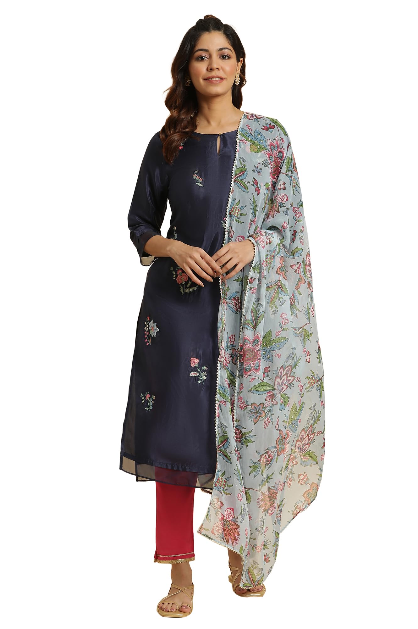 w for woman Women's Polyester Blue Floral Printed Chiffon Dupatta (8905661211678_Free Size)_WFS-picture-26