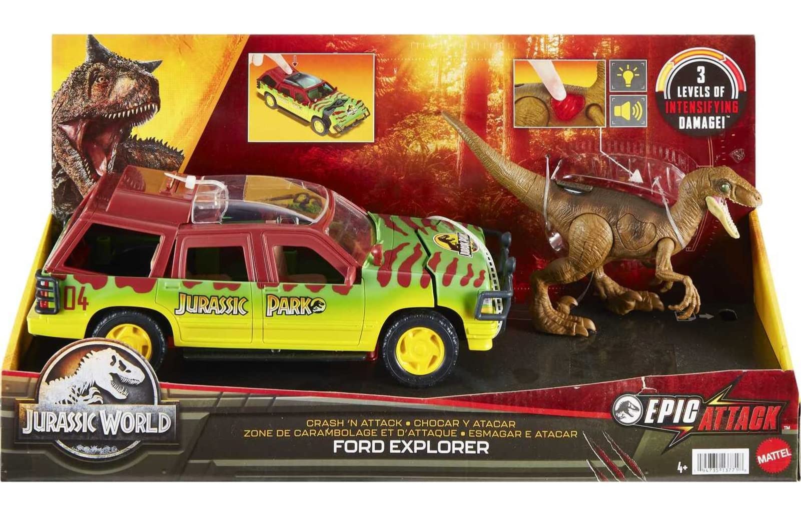 Mattel Jurassic World HND20 - Juego de figuras de juguete con luz y sonido