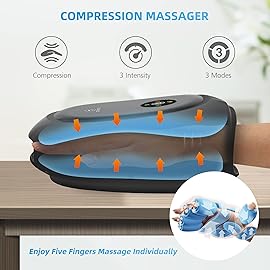COMFIER Cordless Hand Massager with Heat and Compression,APP Control,Hand Massag for Arthritis and Carpal Tunnel,Wrist Finger Massager,3 Heat &3 Intensities, Gifts for Mom, Dads, Women and Men