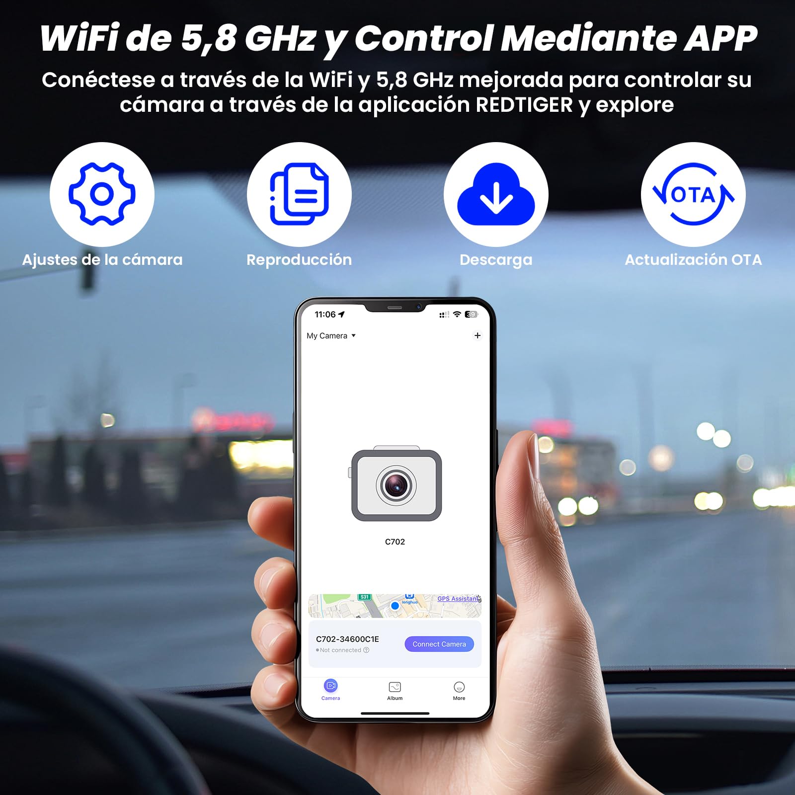 MANKIW 4K/2K Dashcam WiFi Dash Camera para Coches, Mini Cámara para Coche, 4K Front+2K Trasera Dashcam con App,Tarjeta 64GB,Visión Nocturna, WDR, G-Sensor,Grabación en Bucle,Soporta Modo Parking 24H