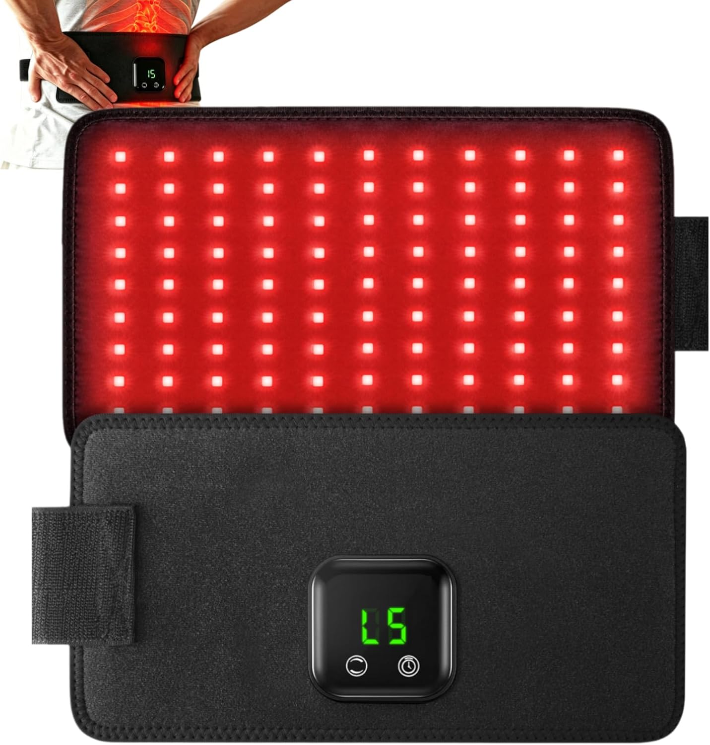 Infrared Red Light Therapy for Body: 5000mAh Rechargeable Cordless Light Therapy Pad for Back Waist Knee Hand Shoulder Relief, 660nm 850nm Red Light Therapy Heating Light Wrap Belt Gift for Women Men