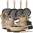 CAROTE Pots and Pans Set Non stick, Ceramic Cookware Set 14Pcs, Non-toxic Kitchen Cooking Set, PFAS and PFOA Free