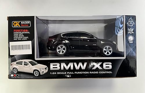 100 CLASSIC Auto de control remoto, escala 124 RC Sport Racing coche de juguete, compatible con BMW X6 modelo vehículo para niños y niñas, negro