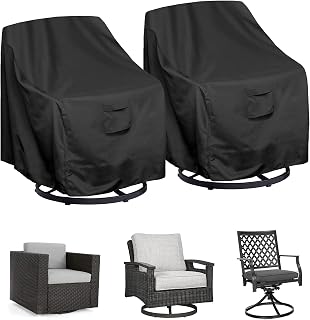 WOMACO Patio Swivel Chair Cover Waterproof Outdoor Swivel Chair Slip Covers Outside Small Large Oversized Wicker Lawn Club Chair Furniture Protector (37" Wx37 Dx40 H(2 Pack))